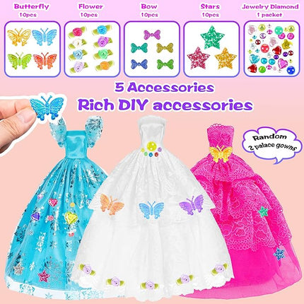 140 Pack 11.5 inch Doll and Closet Set - Fashion DIY Wardrobe Clothes and Accessories Including Doll, Wardrobe, Wedding Dress,Shoes, Necklace, Bags and More