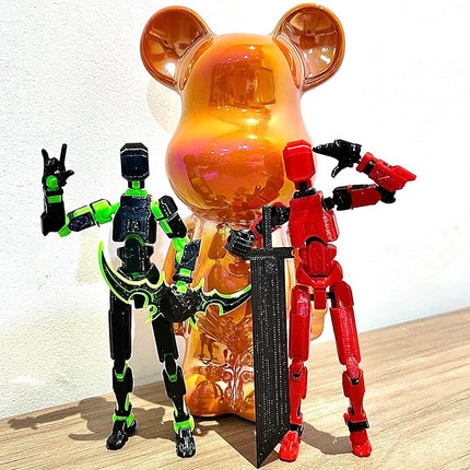 (Assembly Completed) 2 Packs T13 Action Figure Set, Dummy 13 3D Printed ActionFigure Toy Gifts for Kids, Robot 13 Action Figure Full Body Mechanical Doll Christmas Birthday Gift for Boys Girls