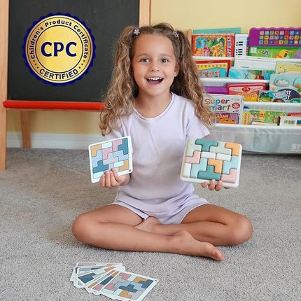 Jispring Silicone Tetris Puzzles with Templates, Montessori STEM Educational Sensory Toy for Kids, Intelligence Brain Teaser, Block Jigsaw Puzzle, 3D Russian Building Games