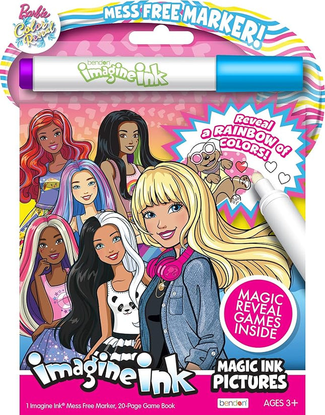 Bendon Barbie Mattel 20-Page Imagine Ink Magic Pictures with 1 Mess Free Marker 47002