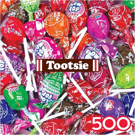 RoseArt - Snack Assortment- Blow Pop & Tootsie Roll Lollipop - 500 Piece Jigsaw Puzzle, Candy-Themed Puzzle for Adults