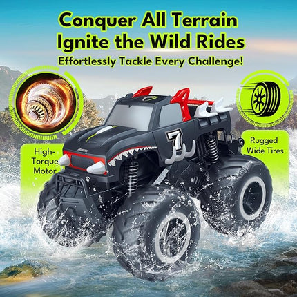 Threeking 1:16 Waterproof Monster Truck Pickup Toys RC Cars Remote Control Car Truck Toys 4WD All Terrain Off-Road Car Toy Gifts Presents 6 7 8 9 10 11 12 Year Old Kids Boys Girls Toys