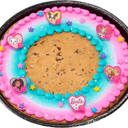 DecoPac Barbie Be The Future Rings, Pink Heart Shaped Cupcake Decorations Featuring Barbie and her Friends For Birthday Party And Celebrations - 24 Pack