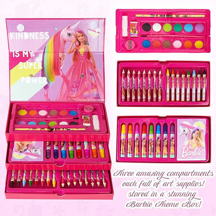 Barbie Colored Pencils Art Supplies Kids Set Coloring Markers Girls Painting Kit Drawing Pencils Supplies Travel Case with Crayons Felt Tips Arts and Crafts for Kids 4-12