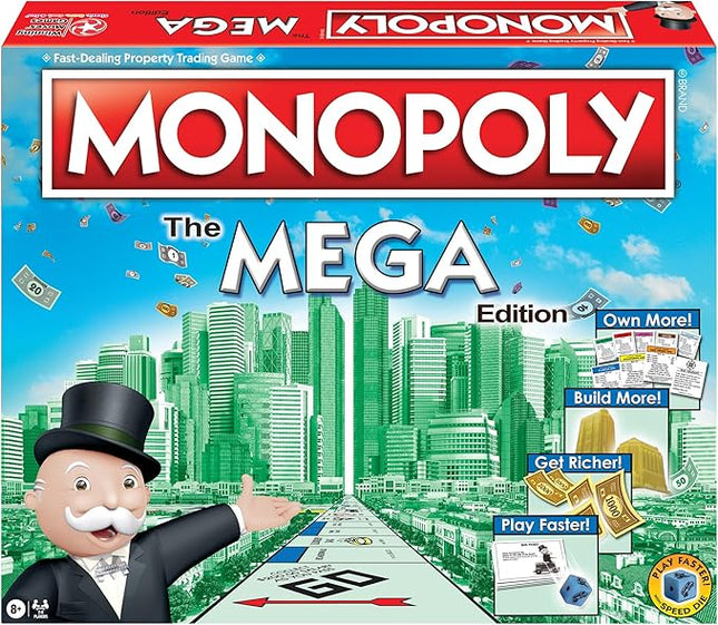 Monopoly The Mega Edition by Winning Moves Games USA, a Bigger and Faster Version of Monopoly with The Speed Die for 2 to 8 Players, Ages 8 and up (1104)