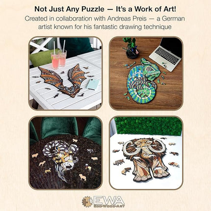 EWA Home Décor – Turtle Small 80 Pieces – Wooden Jigsaw Puzzle for Adults – Perfect for Artistic Home Decoration and Mindful Relaxation