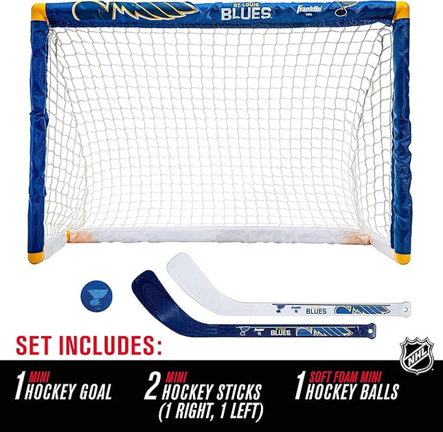 Franklin Sports NHL Mini Hockey Set - Kids Indoor Knee Hockey Goal, Ball, + 2 Stick Combo - Youth Team Indoor Toy Set - Official - Ages 3+