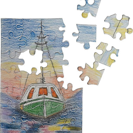 12 Blank Jigsaw Puzzles - 5.5 inch x 8 inch, 28 Pieces per Puzzle - Excellent for Kids Activities, Arts & Crafts, Invitations, Blank Puzzles to Draw On