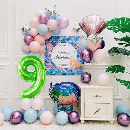Smlpuame 40 inch Number Balloon 0-9 Green Large Number 9 Balloons,Digital Balloons for Birthday Party Celebration Decorations Supplies, Helium Foil Number Balloons for Wedding Anniversary