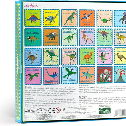 eeBoo: Memory and Matching Game- Shiny Dinosaur- 24 Pairs, Develops Recognition, Concentration, Memory & Vocabulary Skills, Age 3+