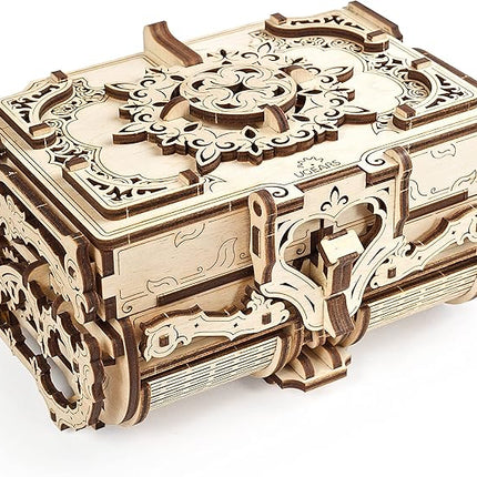 UGEARS 3D Wooden Puzzles Box - 3D Puzzle Antique Wooden Box Wooden Model Kits for Adults - Laser-Cut Mechanical Model Construction Kit
