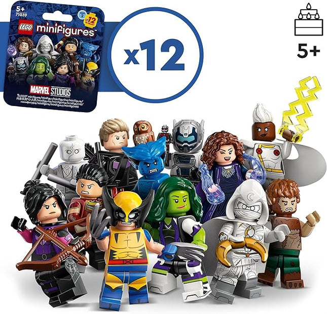 LEGO 71039 Marvel Series 2 Mini Figures, 1 of 12 Iconic Disney+ Characters to Collect in Each Bag, Includes Wolverine, Hawkeye, She-Hulk, Echo and More (1 Piece, Style Sent Randomly)