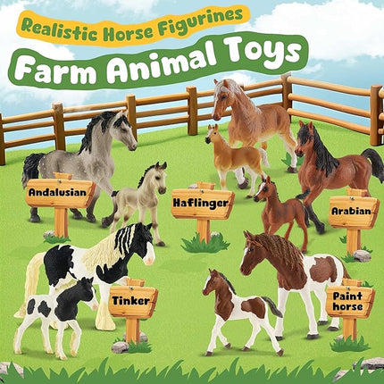 10PCS Horse Figurine Set Realistic Horse Figure Toys for Toddlers Educational Gift for Kids Perfect Party Favors Animal Figure Learnig Toys