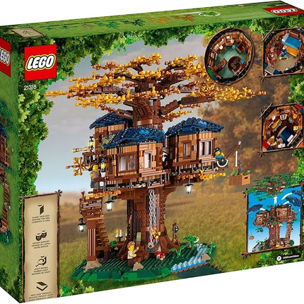 LEGO Ideas Tree House 21318, Model Construction Set for 16 Plus Year Olds with 3 Cabins, Interchangeable Leaves, Minifigures and a Bird Figure