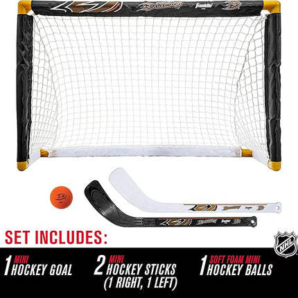 Franklin Sports NHL Mini Hockey Set - Kids Indoor Knee Hockey Goal, Ball, + 2 Stick Combo - Youth Team Indoor Toy Set - Official - Ages 3+