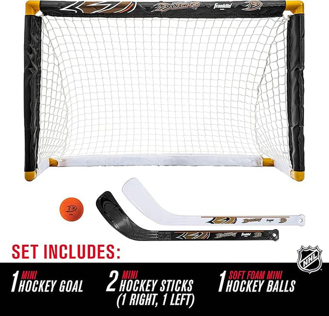 Franklin Sports NHL Mini Hockey Set - Kids Indoor Knee Hockey Goal, Ball, + 2 Stick Combo - Youth Team Indoor Toy Set - Official - Ages 3+