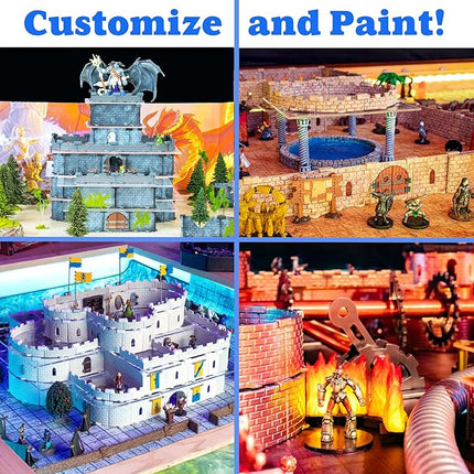 Dirt Cheap Dungeons Affordable Modular TTRPG Terrain Set ∣ Injection-Molded for Superior Durability ∣ Easy Storage & Recycled Material D&D Tiles ∣ Baron Keep Castle Set