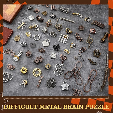 Yilloog 100 Styles Metal Brain Teaser Puzzles Assortment Bulk for Adults Difficult Magic Puzzles Highly Hard Brain Games Iq Logic Test Disentanglement Game Gift for Christmas Classroom Mind Challenge
