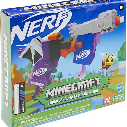 Nerf MicroShots Minecraft Ender Dragon and Elder Guardian Mini Blaster 2-Pack, 4 Elite Darts, Pull to Prime Handle (Amazon Exclusive)