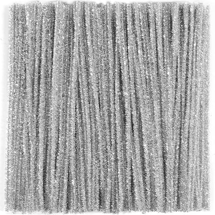 Caydo 200 Pieces Glitter Silver Pipe Cleaners, Thick Fluffy Chenille Stems, Pipe Cleaner Crafts for Arts & Crafts, Perfect for Making Animals, Flowers, and Festive Decorations