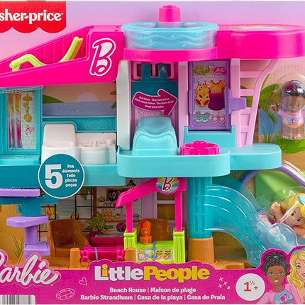 Fisher-Price Little People Toddler Toy Barbie Beach House Playset, Figures and Accessories for Preschool Pretend Play Kids Ages 18+ Months