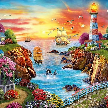 Jigsaw Puzzles 1000 Pieces Puzzles for Adults, Sea Lighthouse Toys, 27x20 Unique Difficult and Challenge Large Puzzle Game Toys Gift…