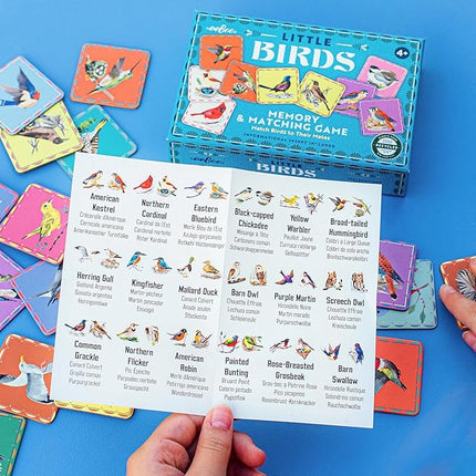 eeBoo: Memory & Matching Game- Little Birds- 18 Illustrated Matching Pairs, Concentration Tile Game, Informational Insert, Kids Ages 4+, 1-4 Players