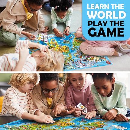 QUOKKA Board Game 1 to 10 Players - Learning, Educational - Geography, World - 100 Question Cards, Top Facts - Indoor, Outdoor - Kids, Teens, Adults, Family