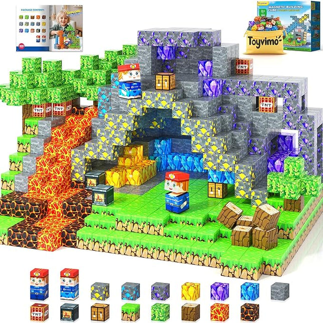 Magnetic Blocks 100PCS Kids Toys Magnetic Building Blocks Sensory Stem Boys Toys Ages 3-5 4-6 5-7 Classroom Must Haves 3 4 5 6 7 8 9 10 Year Old Boy Birthday Gifts