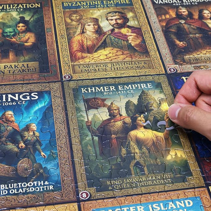 Think2Master Colorful Post Classical Civilization 500 Pieces Large Format Jigsaw Puzzle: Kids 12+, Teens, Adults & Families. Great Gift with Historical Timeline & World Map. Size: 26.8” X 18.9”