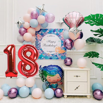 Smlpuame 40 inch Number Balloon 0-9 Red Large Number 18 Balloons,Digital Balloons for Birthday Party Celebration Decorations Supplies, Helium Foil Number Balloons for Wedding Anniversary