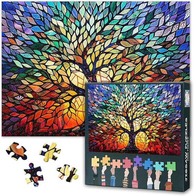 1000 Piece Jigsaw Puzzle for Adults - Tree of Life Abstract Art, Colorful Dynamic Design with Vibrant Colors, Premium Adult Puzzles 1000 Pieces for Relaxation (27.5x19.7 in)