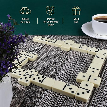 Queensell Jumbo Dominoes Set for Adults and Kids – Domino Set for Classic Board Games – Jumbo Dominoes Double 6 for Travel Games – Dominos Set for Adults 28 Tiles