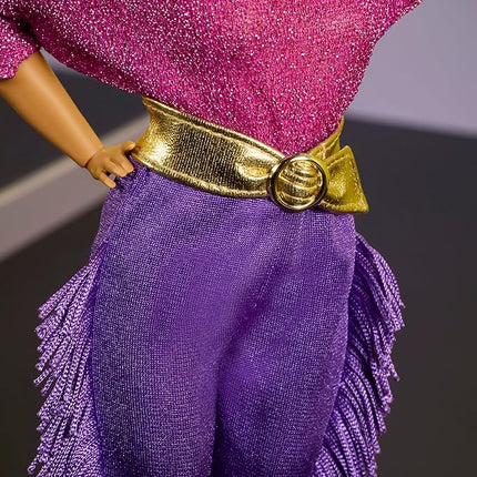 Barbie Signature Doll, Debbie Allen Tribute Collection Posable Doll with Off-Shoulder Top, Gold Belt, and Purple Fringe Pants with Leg Warmers