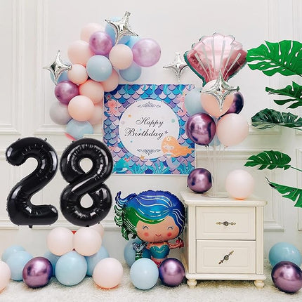 Smlpuame 40 inch Number Balloon 0-9 Black Large Number 28 Balloons,Digital Balloons for Birthday Party Celebration Decorations Supplies, Helium Foil Number Balloons for Wedding Anniversary