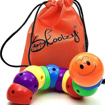 Skoolzy Rainbow Caterpillar Building Toy - Build Fine Motor Skills Color Sorting ADHD Anxiety Fidget Learning Toys to Relieve Stress for Toddlers Kids & Adults Gift for Children, Boy & Girl