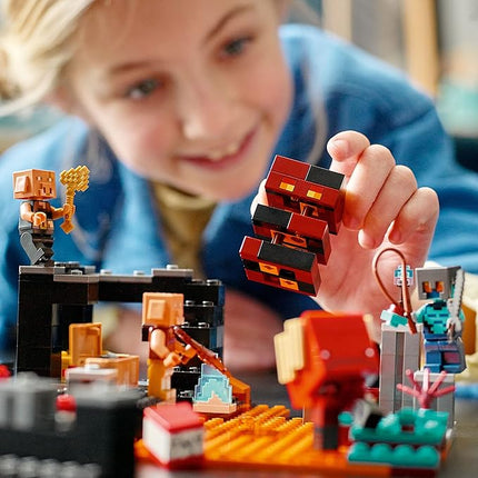 LEGO Minecraft The Nether Bastion Set, 21185 Battle Action Toy with Mob, Piglin Brute & Strider Figures, for Kids, Boys and Girls Age 8 Plus
