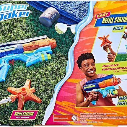 Nerf Super Soaker Power Drench Water Blaster, High Performance Pressurized Blasting, Easy Fill Station, Water Toys, Ages 8+