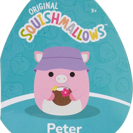 Squishmallows Original 16in Peter The Pig with Tropical Drink and Bucket Hat – Official Jazwares Plush (Large)