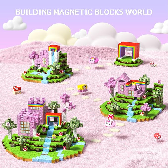 Magnetic Blocks for Girls - 100 PCS Magnet Block Stacking Sensory STEM Outdoor Cubes Game for 3+ Years Old Boys&Girls Children Birthday Easter Gift, 3D Tiles Construction Weekends Toy Set, 0.8in