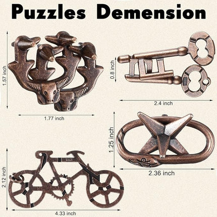 Wettarn 9 Pcs Metal Brain Teaser Puzzles Teaser 3D Steel Puzzle for Adults Unlock Interlocking Games IQ Education Smart Logic Test Toys for Adults Mind Challenge(Exquisite Style)