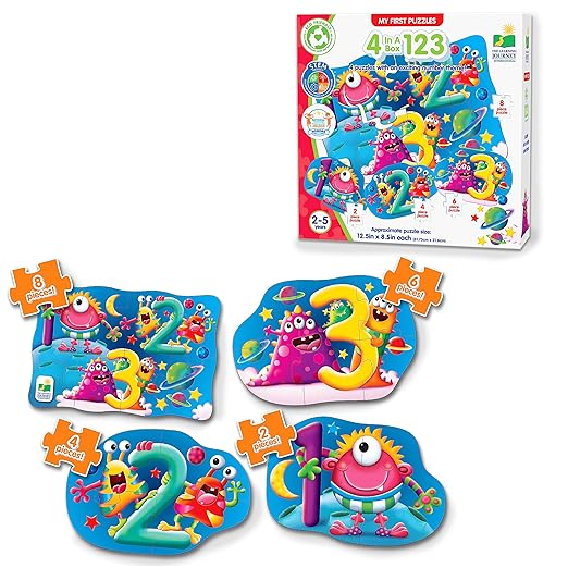 The Learning Journey My First 4-in-A-Box Puzzle - 123 - Puzzles for 2 Year Olds - STEM Educational Toddler Toys & Gifts for Boys & Girls Ages 2 and Up - Award Winning Puzzles