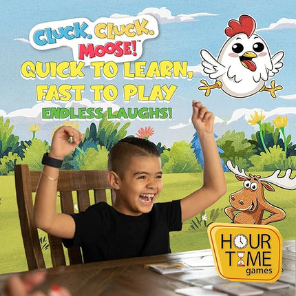Hour Time Games Cluck Cluck Moose – Hilarious Animal-Themed Card Game for a Fun Family Game Night, Family Games for Kids & Families, Reunion Gift Ideas, Fun Stuff for Reunions & Ideal Gifts for Ages 4