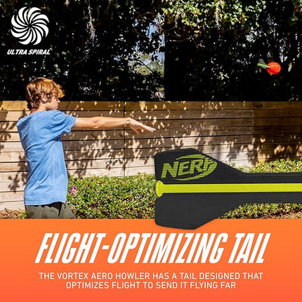 Nerf Vortex Aero Howler Foam Ball, Classic Long-Distance Football, Flight-Optimizing Tail, Whistling Sound, Indoor & Outdoor Fun, Christmas Stocking Stuffers for Kids