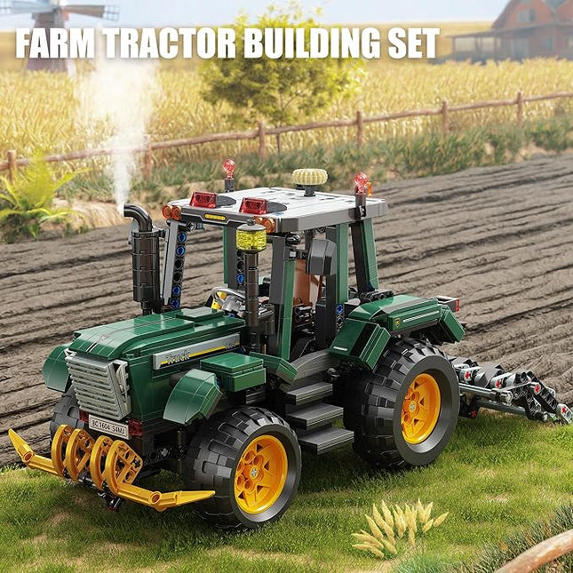 Farm Tractor Building Blocks Set,Wheeled Tractor Building Toys with Mechanical Gear Linkage,STEM Farming Truck Construction Model,Birthday Gift for Adults and Girls Boys 8-14 (1204Pcs)