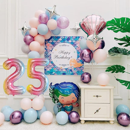 Smlpuame 40 Inch Number Balloons 0-9 Rainbow Gradient Large Number 25 Balloons, Digital Balloons for Birthday Party Celebration Decorations, Helium Foil Number Balloons for Wedding Anniversary