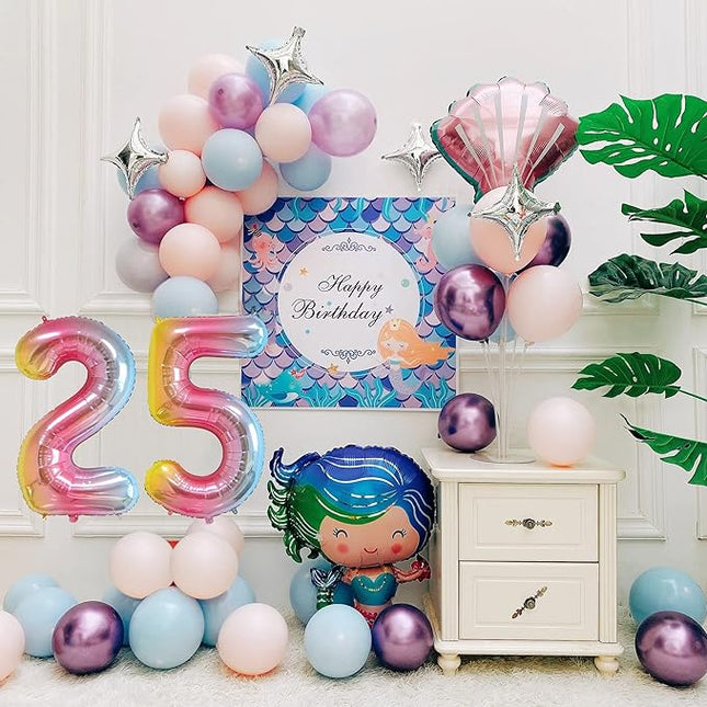 Smlpuame 40 Inch Number Balloons 0-9 Rainbow Gradient Large Number 25 Balloons, Digital Balloons for Birthday Party Celebration Decorations, Helium Foil Number Balloons for Wedding Anniversary