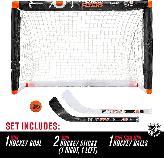 Franklin Sports NHL Mini Hockey Set - Kids Indoor Knee Hockey Goal, Ball, + 2 Stick Combo - Youth Team Indoor Toy Set - Official - Ages 3+