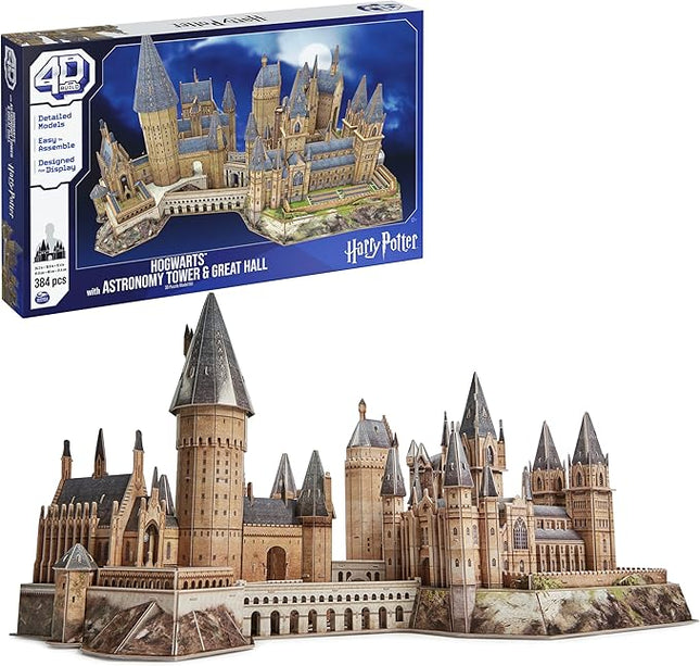 4D Build, Harry Potter Deluxe Hogwarts Castle 3D Model Kit with Tower & Great Hall, Harry Potter Collectibles & Desk Decor, Building Toys, 384 Pieces, 3D Puzzles, Gift Ideas for Ages 12 & Up