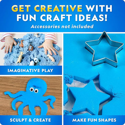 National Geographic Moon Sand - 24 Lb. Bulk Play Sand Kit with 6 Castle Molds (Blue) - A Fun No Mess Sensory Activity, Kids Fake Sand Play Set, Sensory Bin Filler